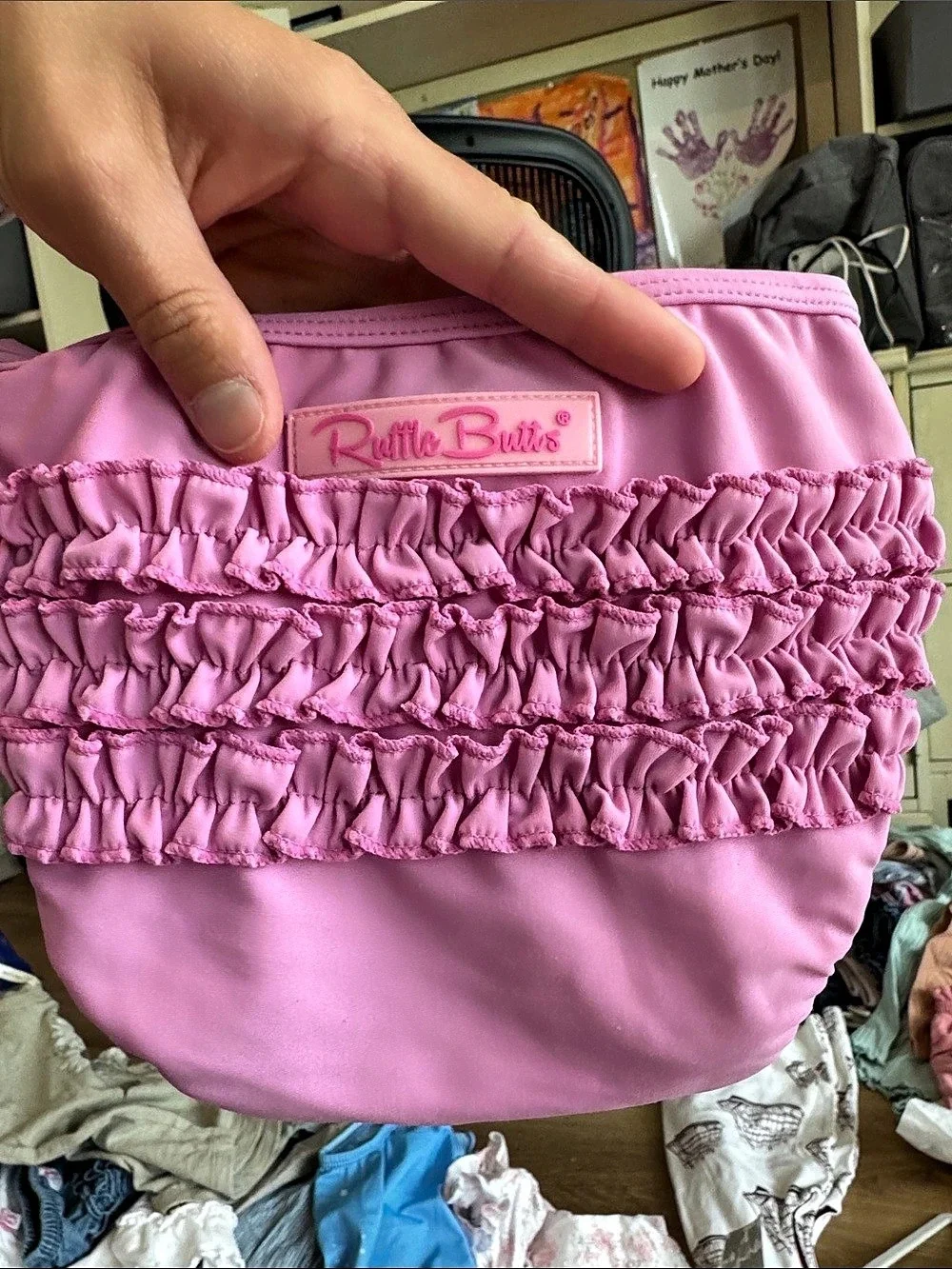 RuffleButts Girls' Striped Two-Piece Swimsuit Pink & Multicolor 2T. NWOT